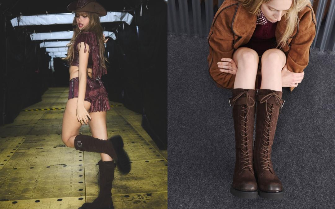 這款綁帶長靴雖然以成排綁帶展現個性，但特別在側邊加入拉鍊，方便穿脫。