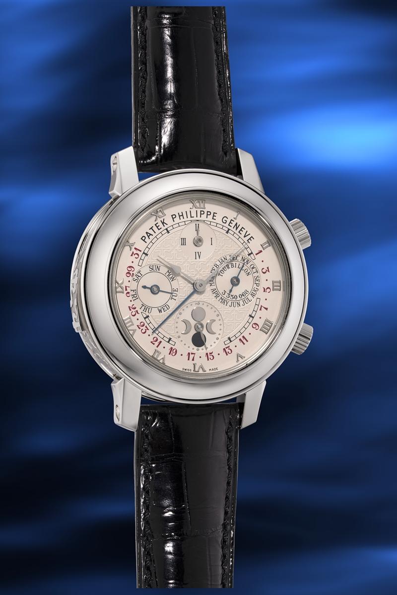 Patek Philippe Sky Moon Tourbillon型號5002P-001。（富藝斯鐘錶提供）
