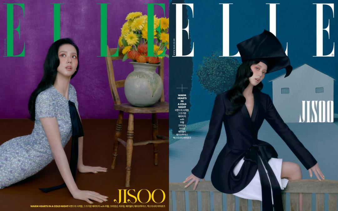 Jisoo招牌的髮型是黑色長直髮或是浪漫大鬈。