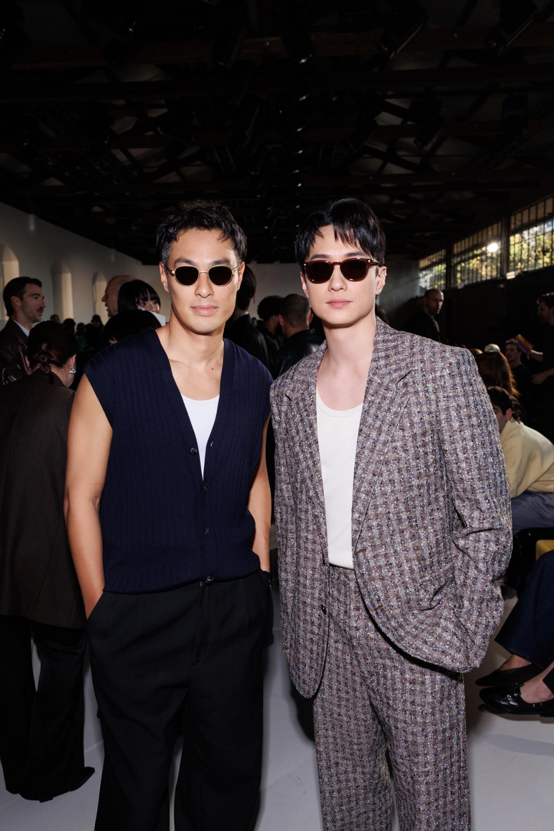 （左起）楊祐寧、劉俊謙身為BV品牌大使，今年9月都有飛抵米蘭時裝週現場，親眼見證品牌開啟新任設計師的全新紀元。