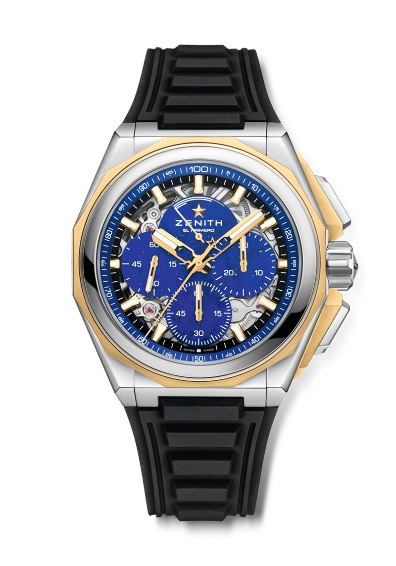 DEFY Extreme青金石款挑戰極限腕錶，1,197,400元，黑色橡膠錶帶。（ZENITH提供）