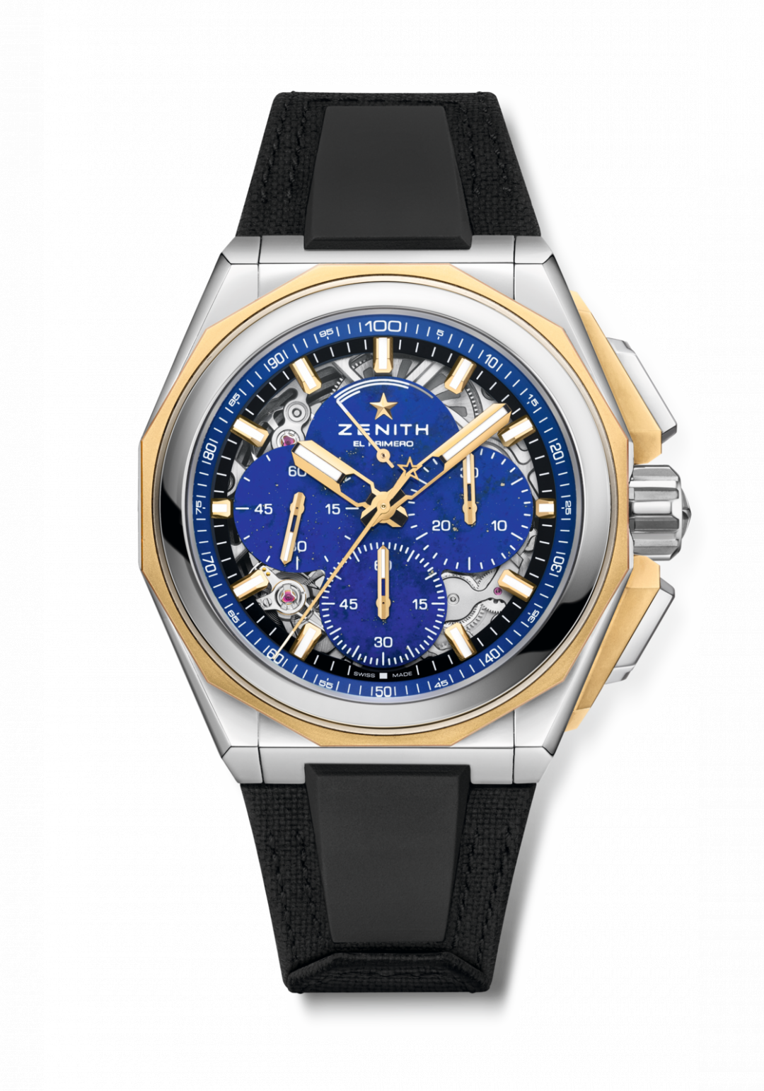 DEFY Extreme青金石款挑戰極限腕錶，1,197,400元，黑色Velcro魔術貼錶帶。（ZENITH提供）