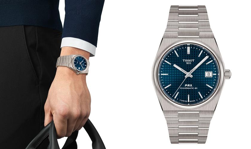 PRX系列鈦金屬自動腕錶 38毫米藍色款，27,300元。