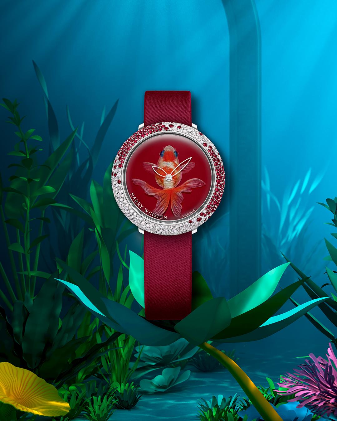 海瑞溫斯頓Wild Treasures金魚腕錶系列，慶典（Celebration），價格店洽。