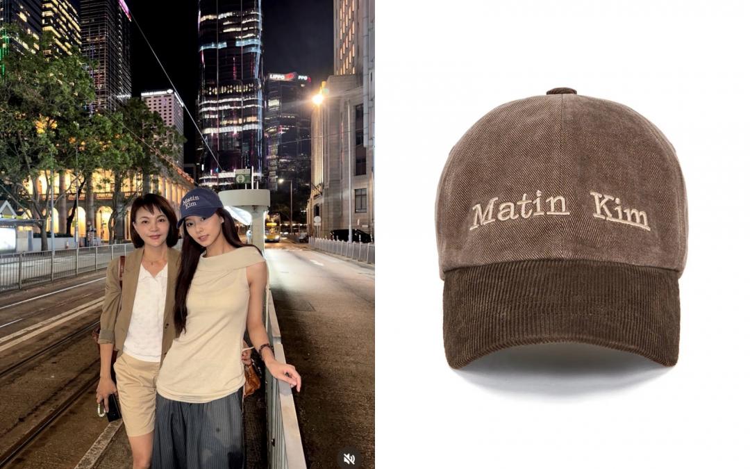 Matin Kim棒球帽是暢銷配件，就連子瑜都是粉絲。秋冬系列推出燈芯絨材質新款，經典LOGO刺繡拼色燈芯絨棒球帽，售價NT$1,690元。