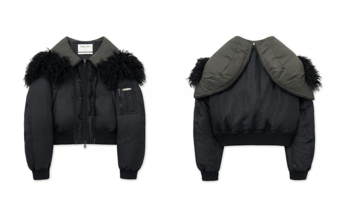 毛絨連帽羽絨飛行外套，售價NT$10,400元。