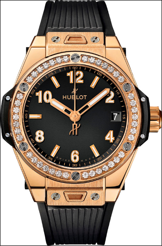 Big Bang One Click皇金鑽錶，搭載HUB1120自動上鍊機芯，853,000元。