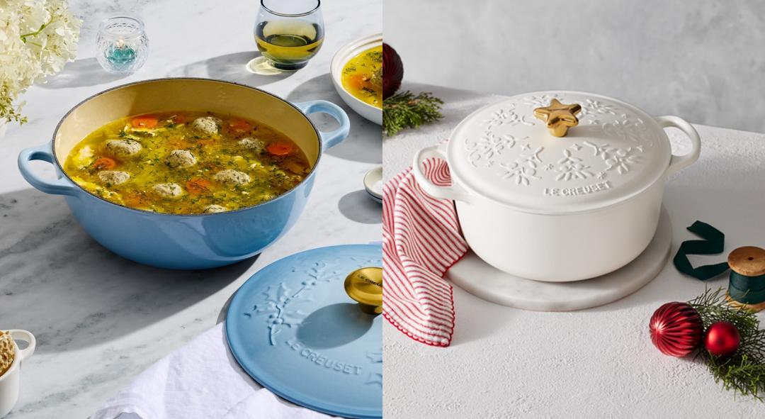 LE CREUSET傳遞節慶溫暖 槲寄生與冬青環繞裝飾 金色蓋頭搭配十足應景