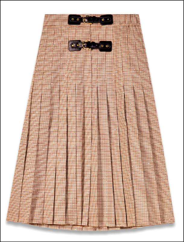 褶襉格紋長裙，12,890元。