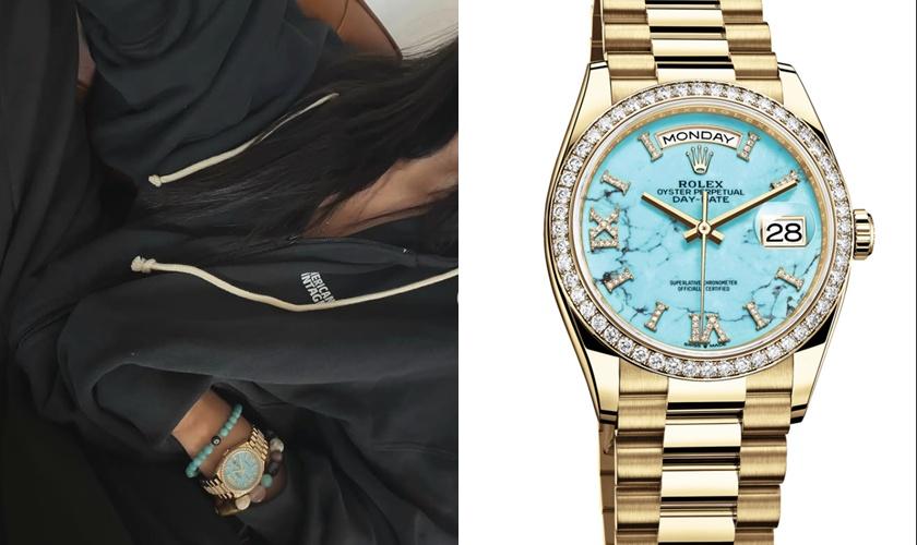 孫芸芸一身休閒裝扮，手上的綠松石勞力士成亮點。(翻攝自IG，以下同)