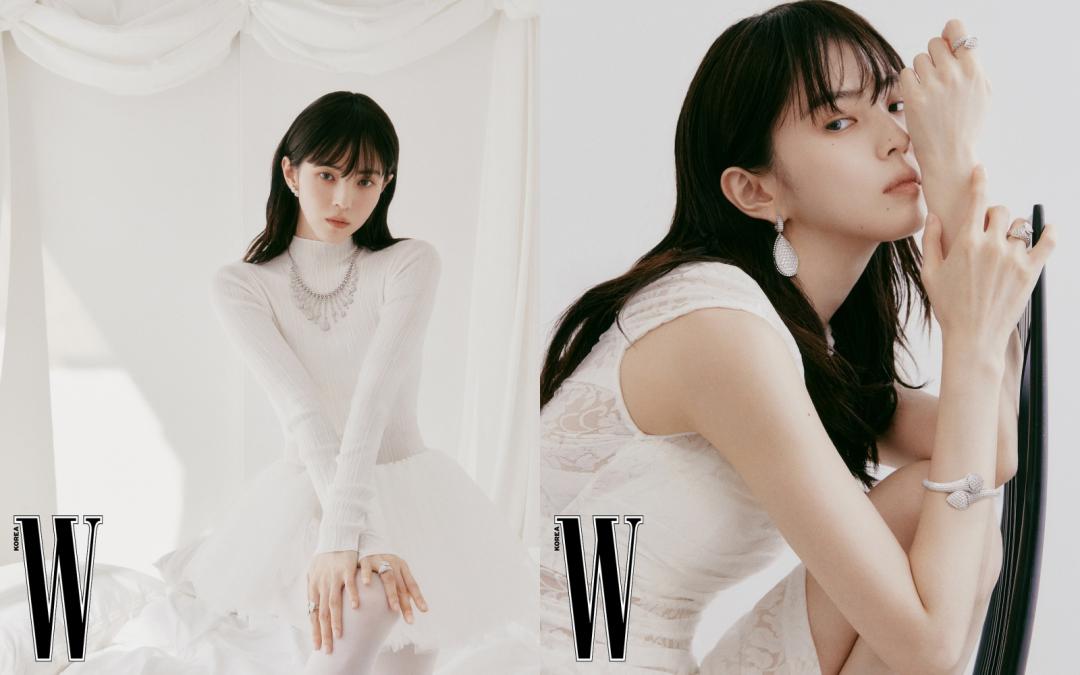 為完美襯托Boucheron珠寶，韓韶禧以白色造型為基礎，在極簡中尋求變化感。