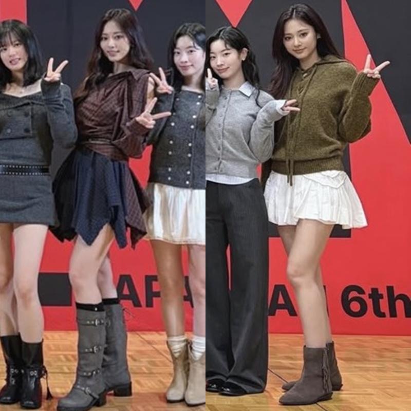 周子瑜在無論東京或大阪場的造型，都選穿短裙搭配靴子的時尚方程式，展現俏麗品味。（翻攝自instagram）