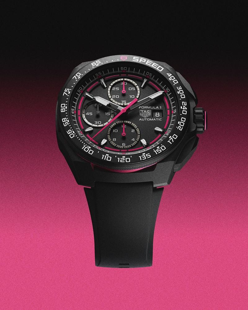 TAG Heuer Formula 1 計時腕錶螢光粉限量版，165,200元。（TAG Heuer提供）