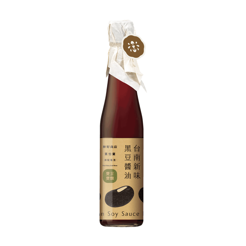 雙豆雙釀‧台南新味⿊⾖醬油，420ml，550元。（林百貨提供）