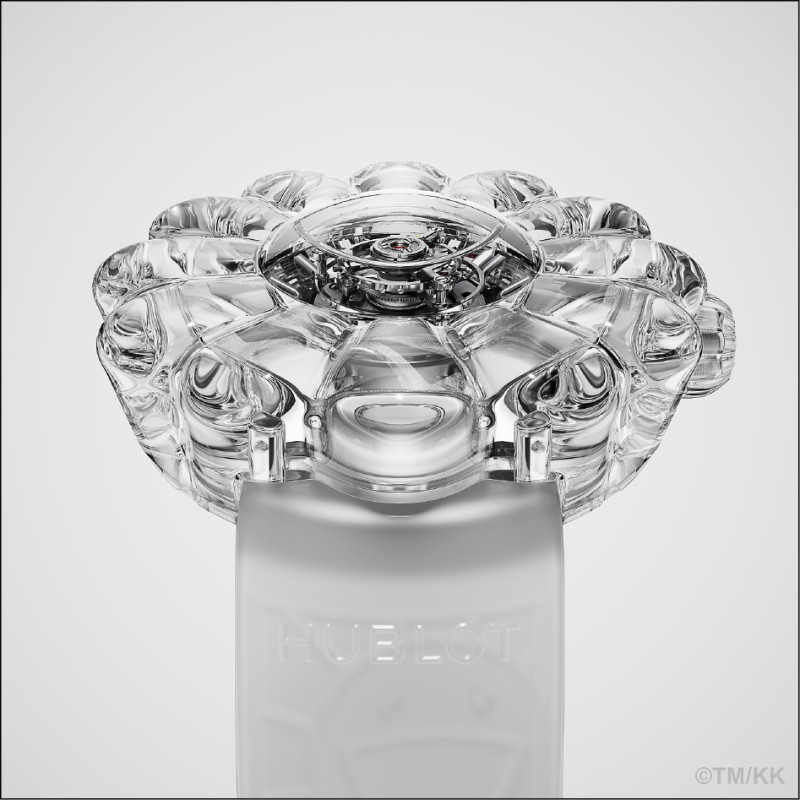 Hublot MP-15村上隆藍寶石陀飛輪腕錶，錶徑42mm，防水深度30米，全球限量50只，每只10,185,000元。