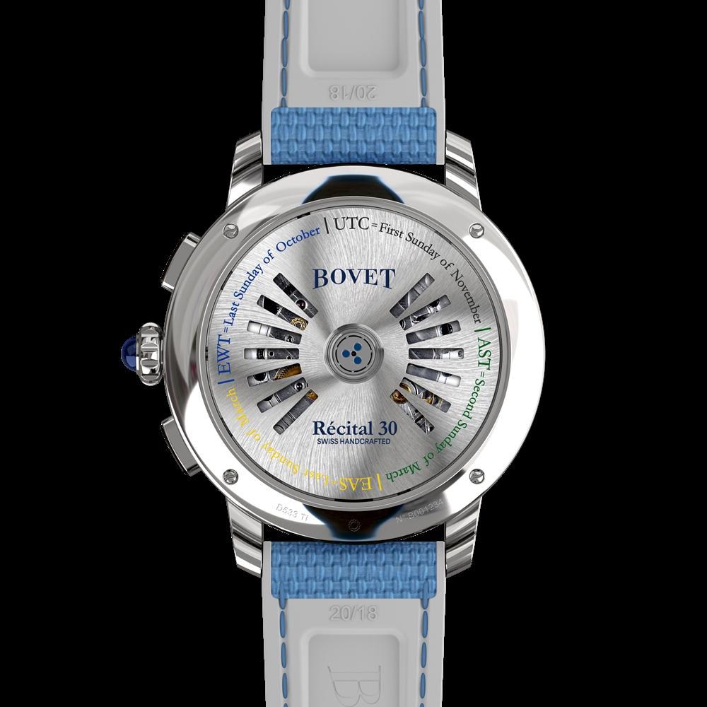 內部搭載自動上鍊R30-70-001機芯，首度以四種模式處理夏令時間，透過按壓錶殼右側按把，所有滾輪同步旋轉90度，自動切換各城市的時間基準，解決世界時區腕錶在夏令時期間顯示的難題。