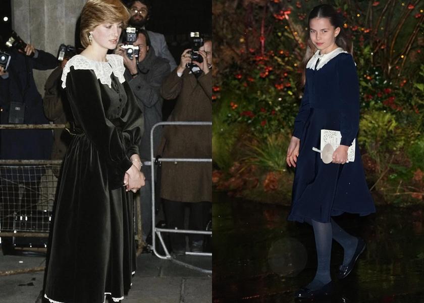 黛安娜王妃和夏綠蒂公主隔空撞衫。(翻攝自IG、法新社)