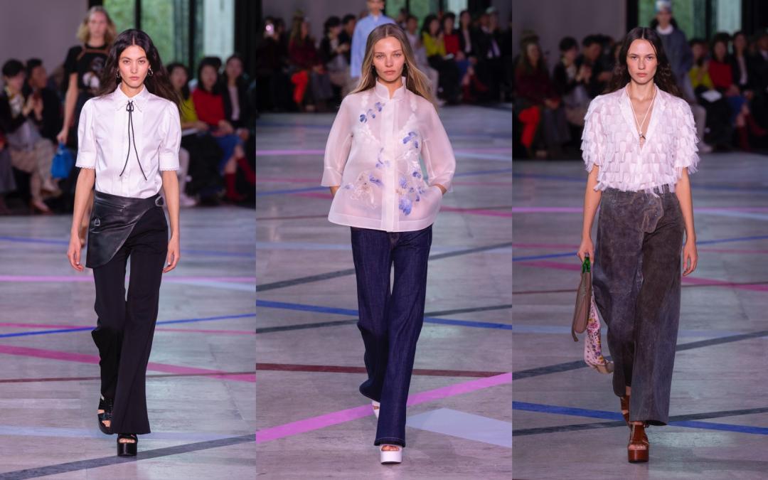 烏幹紗、蕾絲搭配喇叭褲勾勒東方嬉皮精神。