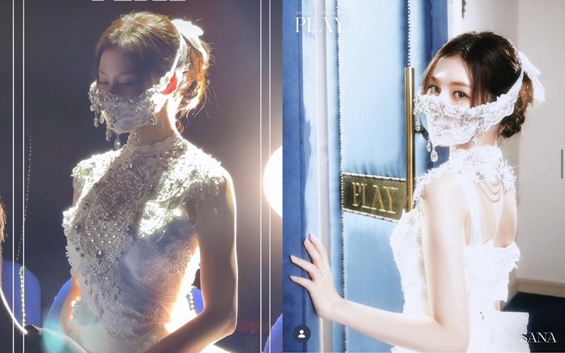 Mina的珠繡口罩性感又前衛。（翻攝自instagram）