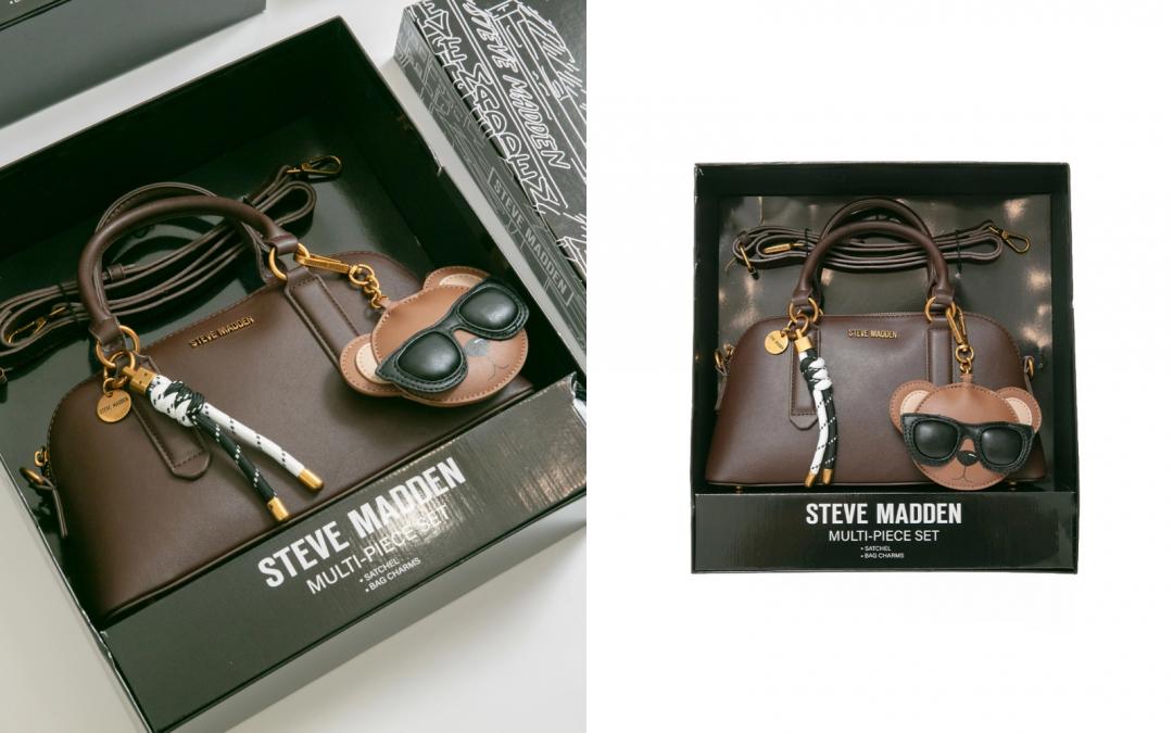 官網限定禮盒潮流小熊雙吊飾／素面兩用包禮盒，雙12特價NT$1,112元。