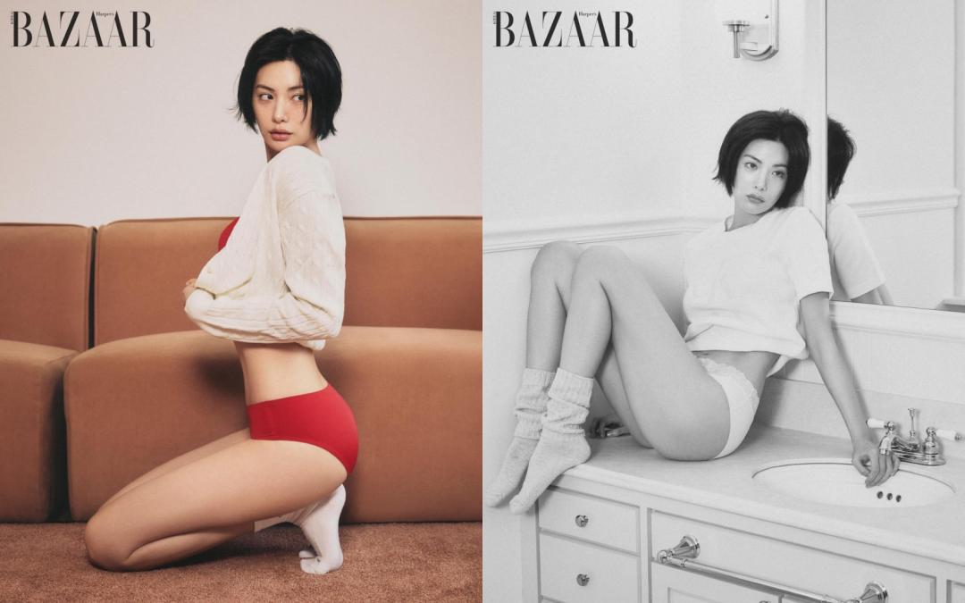 全身上下絲毫贅肉都沒有的Nana，也大膽挑戰只穿CK小褲拍封面大片的畫面。