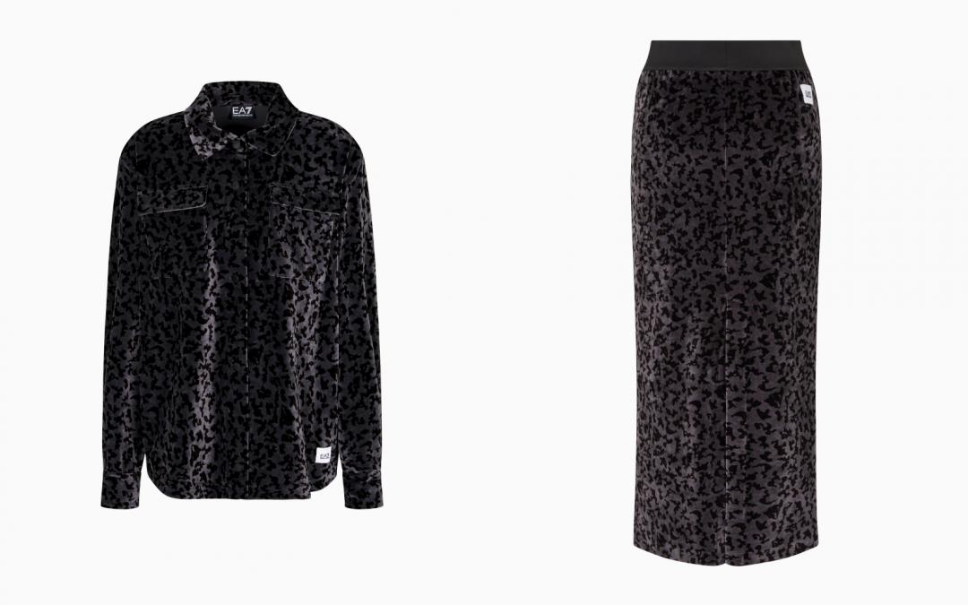 （左起）印花襯衫（NT$8,400）、長裙（NT$7,500） 。