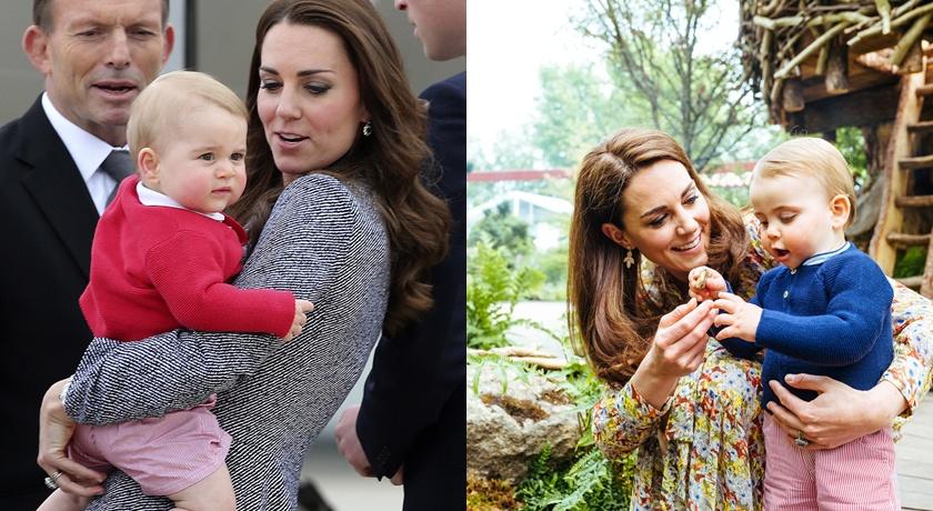 同一件吊帶褲，喬治王子(左)和路易王子(右)都穿過。(路透、美聯社)