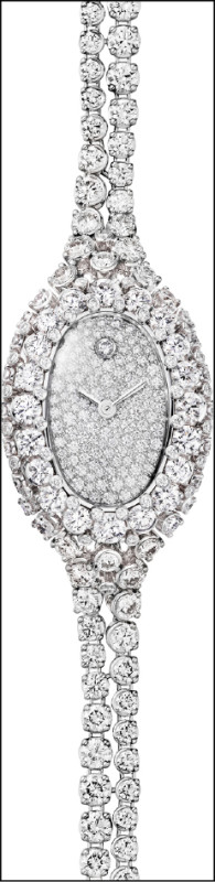 Baignoire珠寶腕錶，白K金錶殼和鍊帶鑲嵌鑽石，價格店洽。
