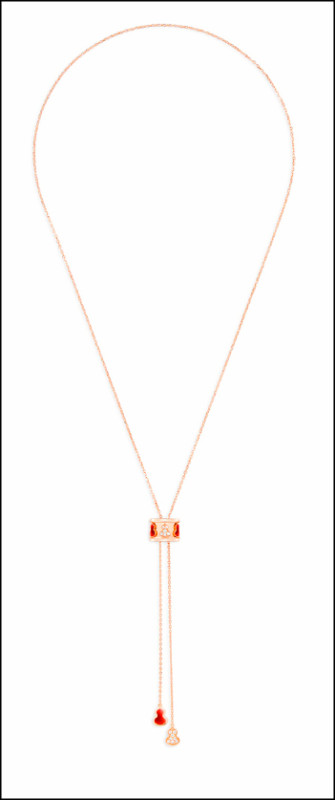 Wulu Eternity 18K玫瑰金紅色HyCeram®鑲鑽項鍊，168,000元。