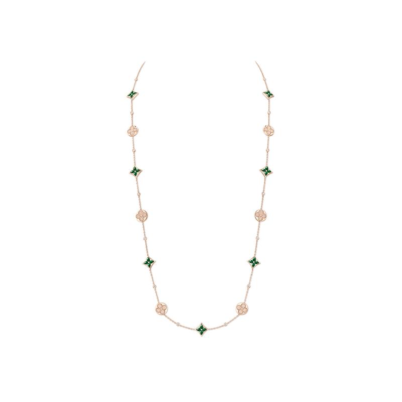 Color Blossom長項鍊，玫瑰K金、孔雀石與鑽石，1,310,000元。（Louis Vuitton提供）