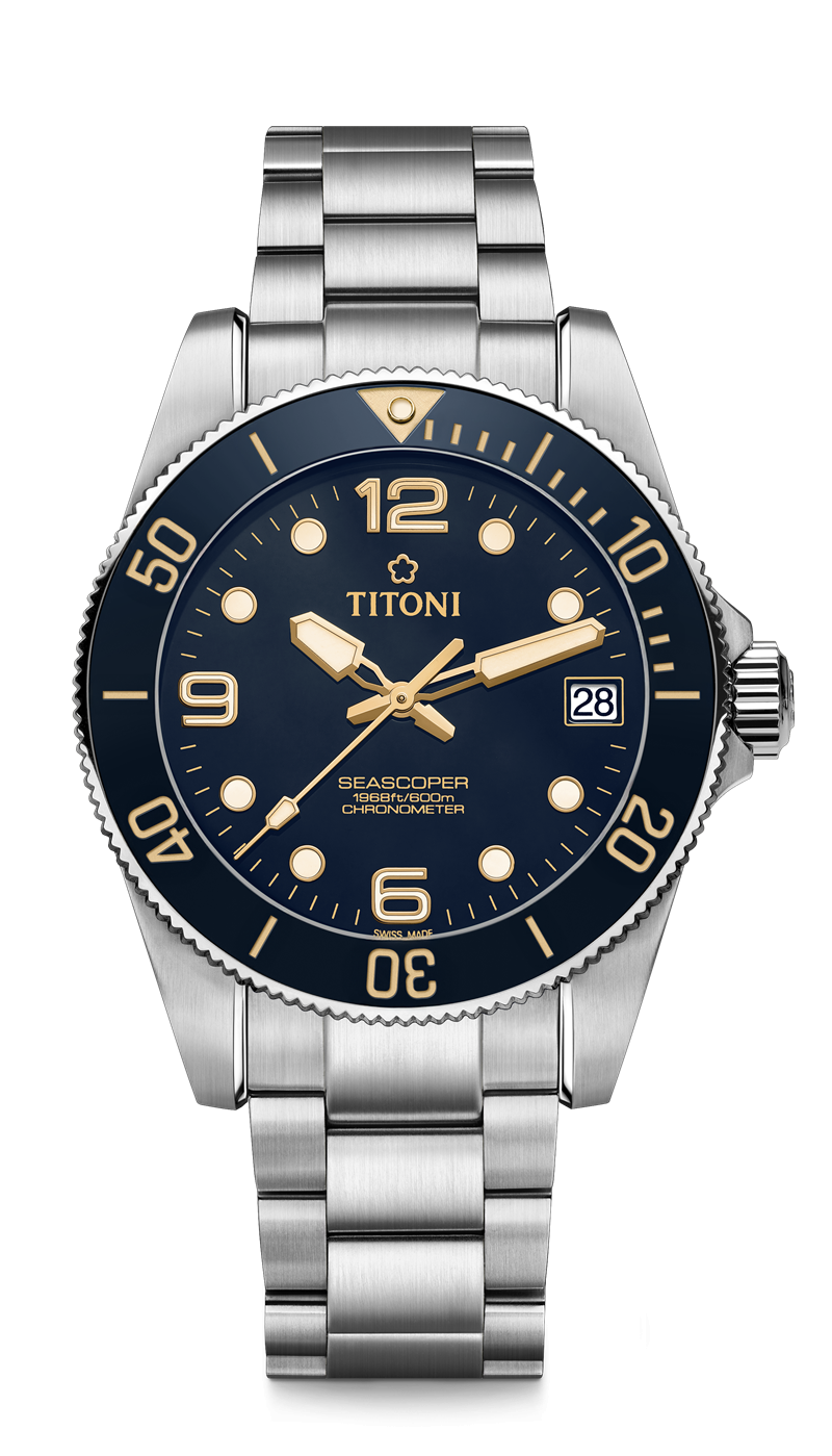 深海系列601款潛水錶，深海藍。（TITONI提供）