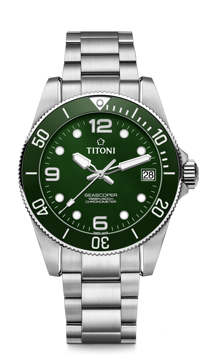 深海系列601款潛水錶，深海綠。（TITONI提供）