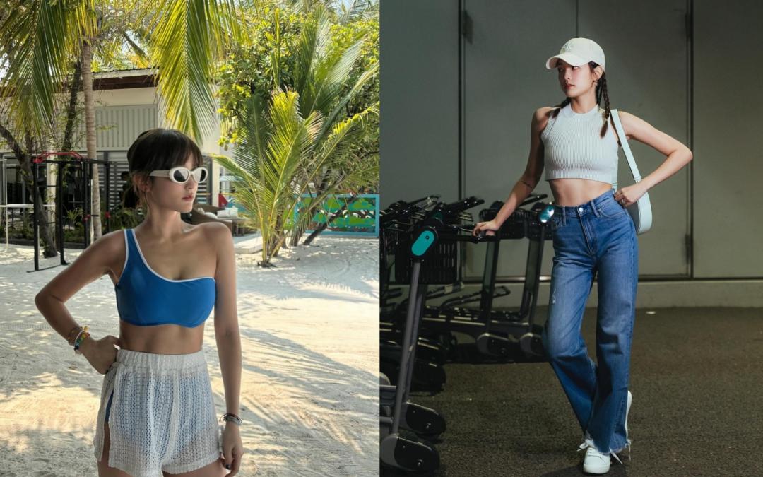 王淨於公於私都愛穿「中空裝」，露出緊實腰腹線條。