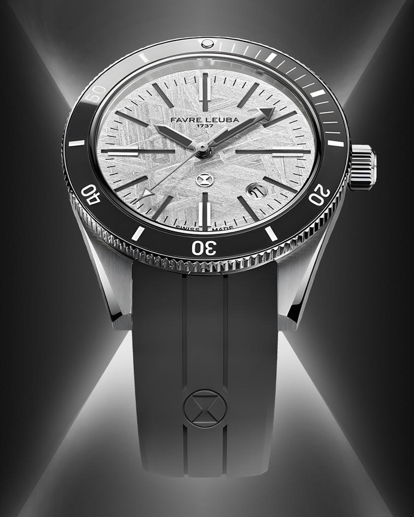 Favre Leuba Deep Raider Renaissance Meteorite鐵隕石腕錶（膠帶款），搭載FLD02自動上鍊機芯，3,100瑞士法郎，約台幣123,256元。