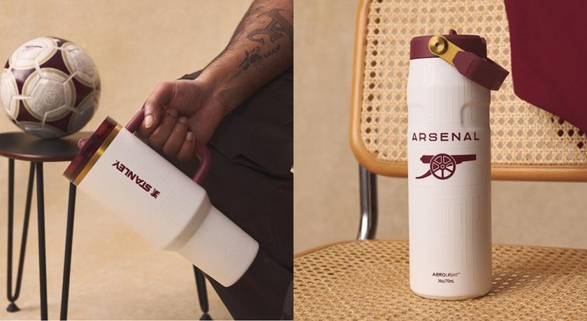 Arsenal x Stanley 1913 Homage聯名系列防漏吸管隨手杯1.18L，2,380元；IceFlow Aerolight摺疊吸管杯0.7L，1,680元。