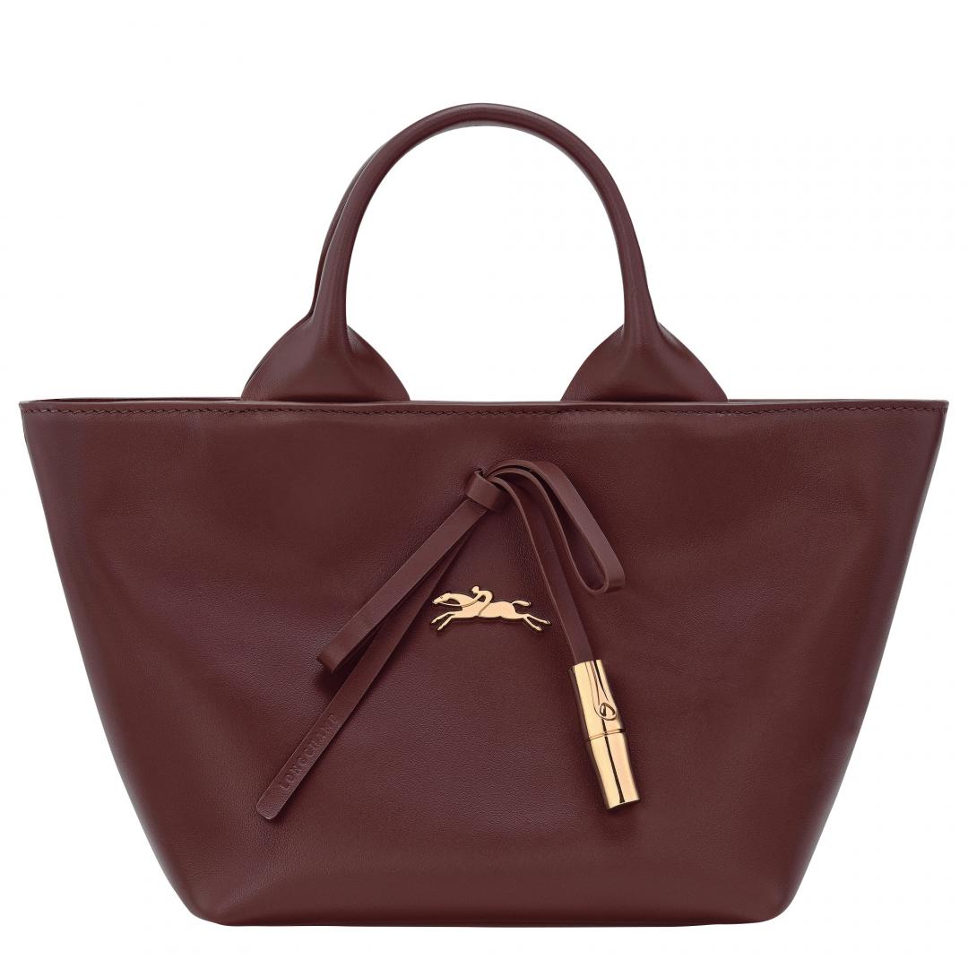 勃根地色Longchamp Le Roseau系列手提包。