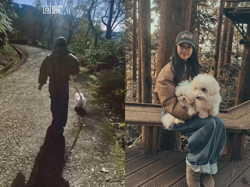 結束巡演後蔡依林在社群PO出了第一組私人行程的出遊照，穿著隨興裝束、帶著愛犬享受大自然。（翻攝自instagram）