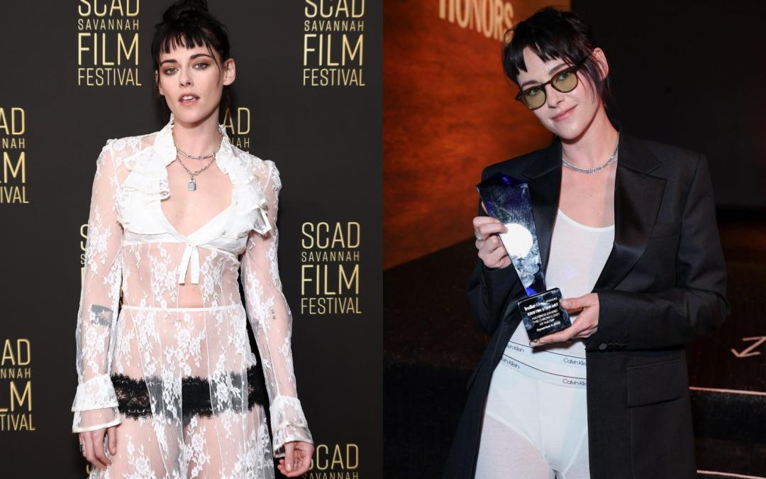 克莉絲汀史都華近期多次解放身體線條，透視裝、內著外穿，通通大膽演繹。