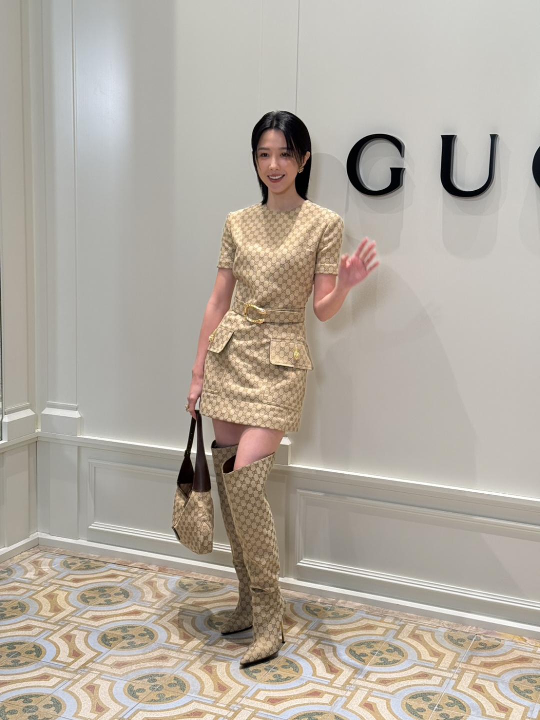 邵雨薇選穿「洛杉磯貴賓」造型現身GUCCI活動。（記者余崇慧攝）