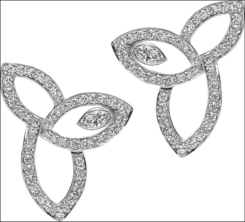 Lily Cluster系列鉑金鑽石耳環，約410,000元。