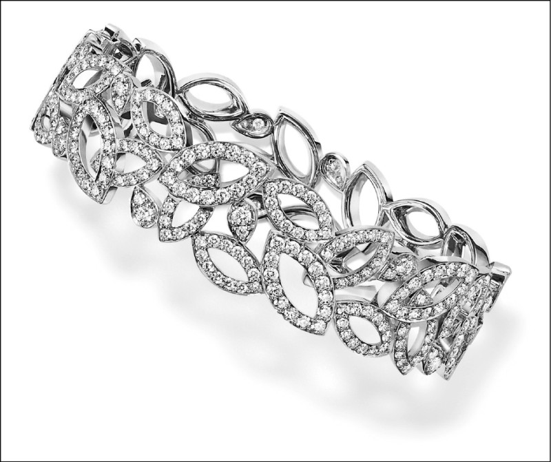 流露優雅氣質的Lily Cluster系列鉑金鑽石手鐲，約2,800,000元。