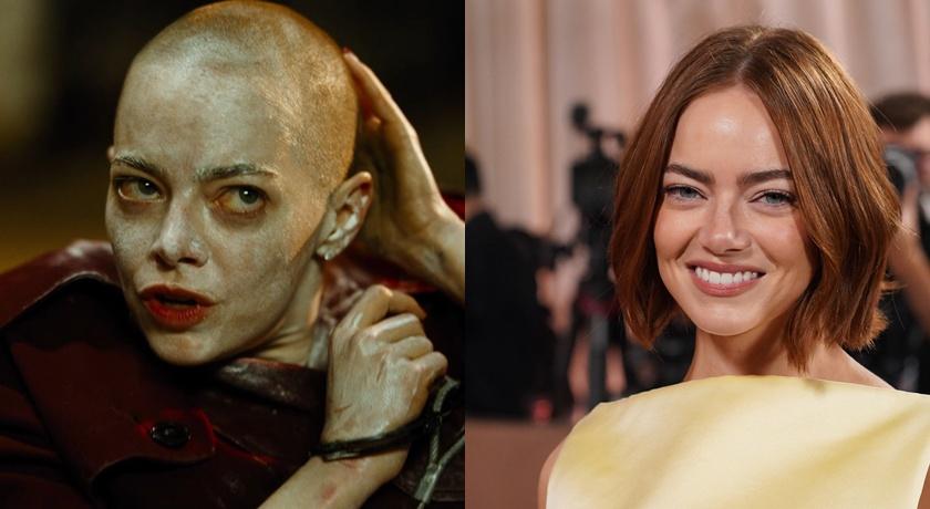 艾瑪史東為戲剃光頭。(翻攝自IG、美聯社)