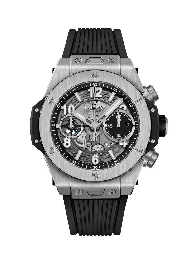 Big Bang Unico 鈦金計時碼錶，674,000元。（Hublot提供）