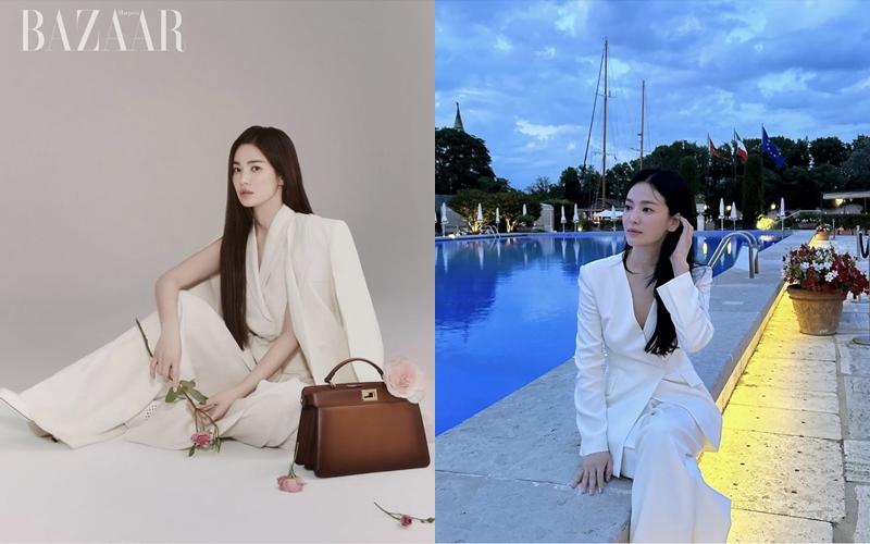 瀏覽喬妹社群即可見她對白色俐落西服造型的偏好。（翻攝自instagram）