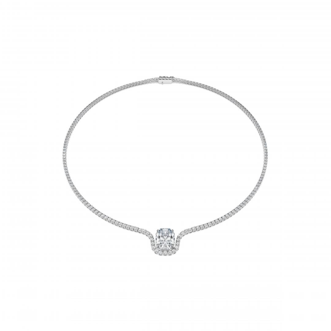 珍妮佛勞倫斯佩戴SWAROVSKI培育鑽石高級珠寶項鍊，價格店洽。(SWAROVSKI提供)