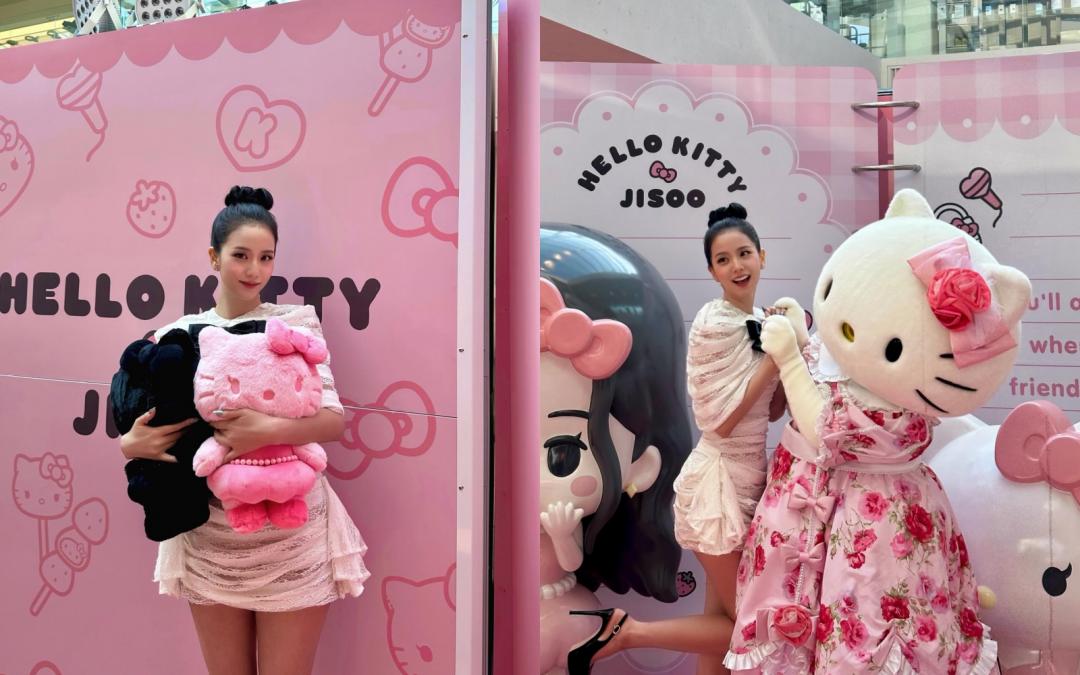 Jisoo以披肩式小洋裝登場，公主風格與現場的粉嫩色系十分相襯。