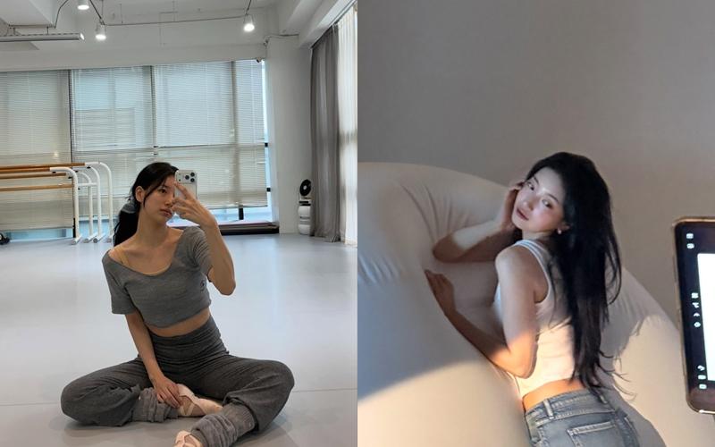 秀智在社群分享工作空檔時運動、工作拍攝花絮的私照。（翻攝自instagram）