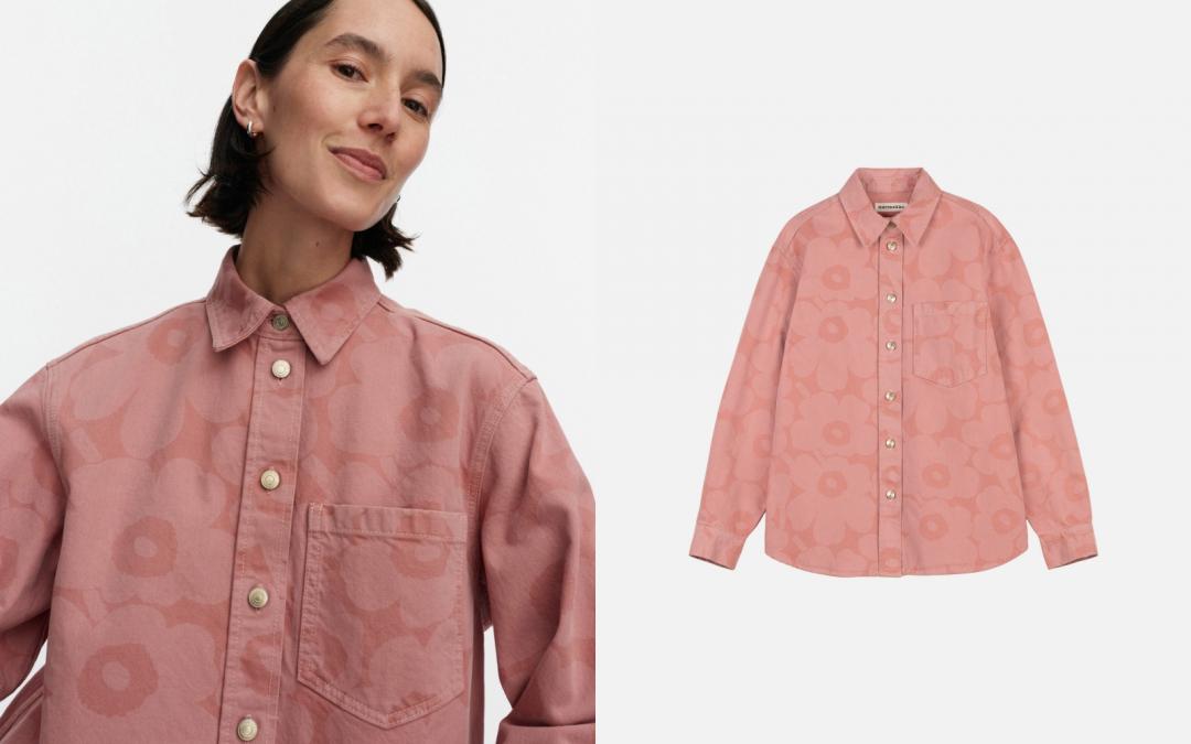 淡粉色Unikko遊霓可印花襯衫，售價NT$14,900元。