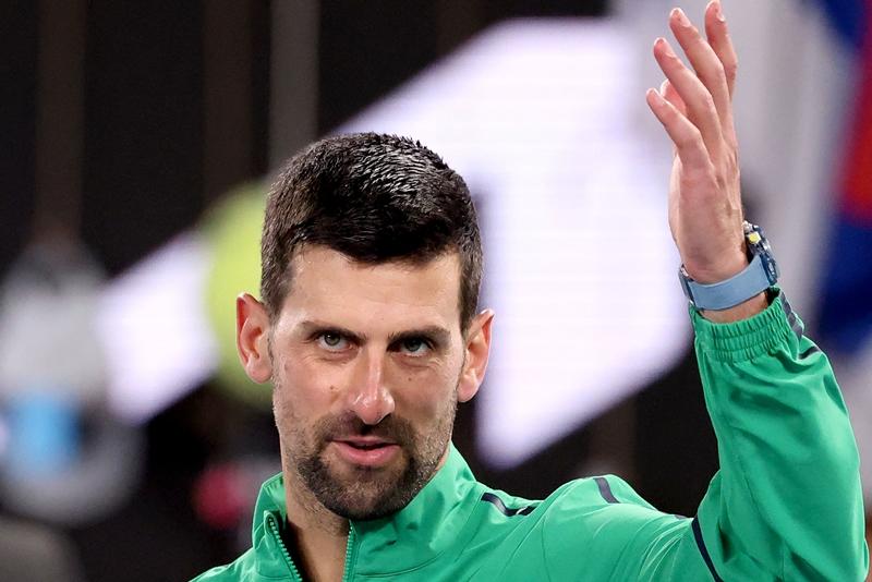 賽後佩戴與Hublot攜手打造的聯名錶款，十分醒目。（美聯社）