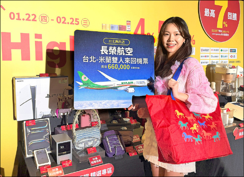 卡友於指定活動期間開啟新光三越App點數專區，扣skm points 100點並使用skm pay支付1,000元，即可搶先預購「馬躍新境好運福袋」。